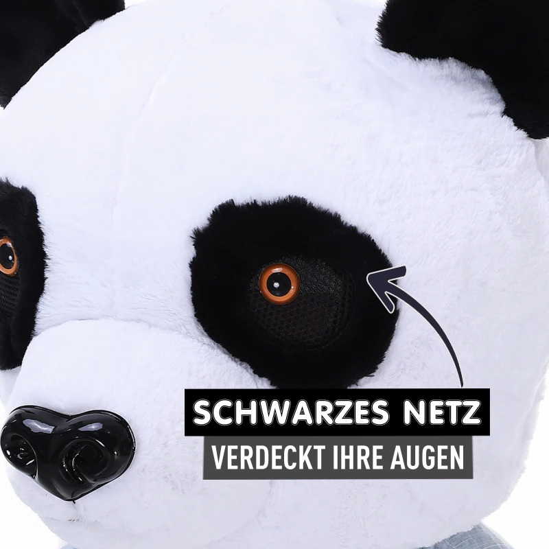 HOMCOM® Panda Tierkopfmaske | Einheitsgröße | Kostüm | Polyester | 44 x 40 x 36 cm | Weiß, Schwarz