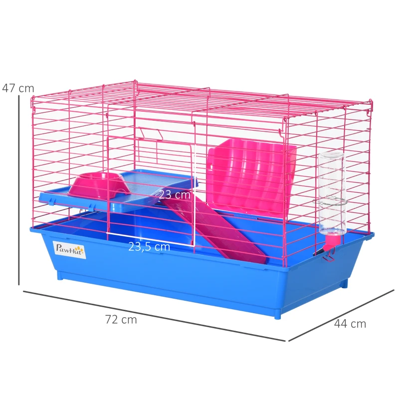 PawHut® Kleintierkäfig Tierkäfig Nagerkäfig Starter-Set mit allem Zubehör Stahl+PP Blau
