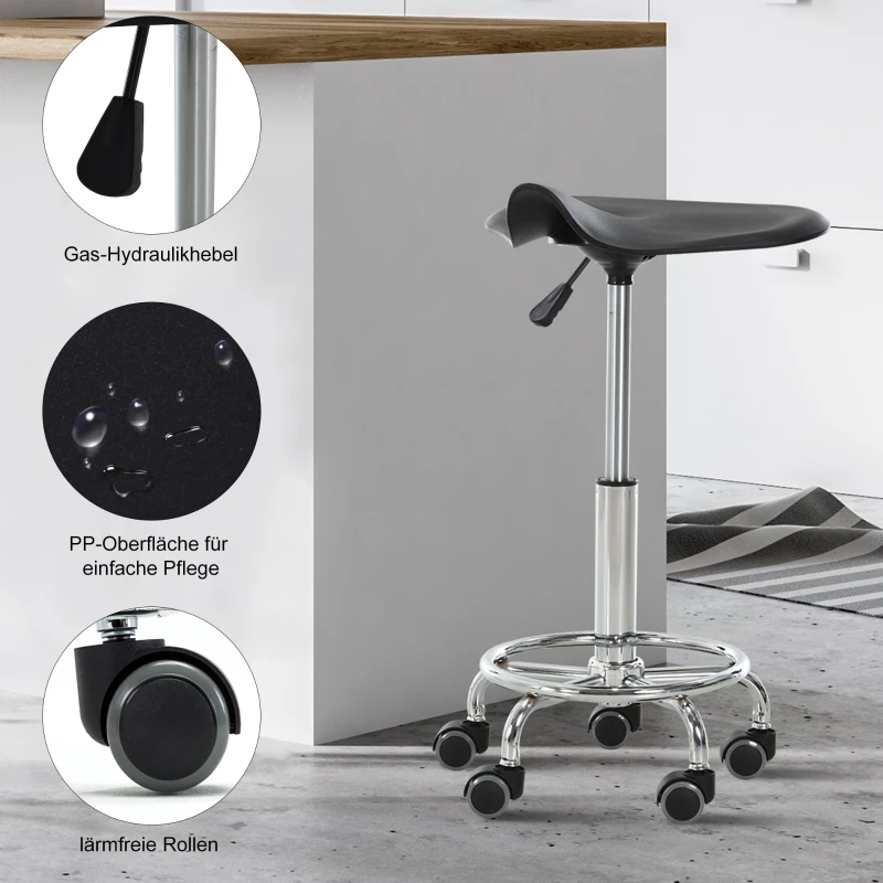 HOMCOM® Hocker-Set 2-teilig Barhocker Bürohocker Hocker Kunststoff Stahl Grau