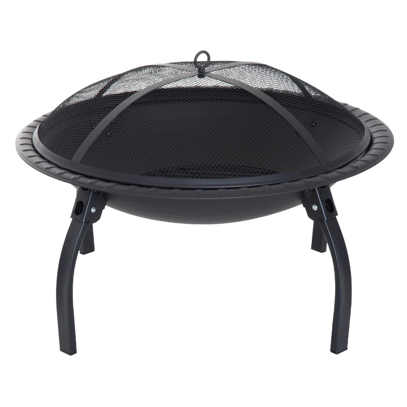 Outsunny® Feuerschale mit Funkenschutz klappbar 66cm Schwarz