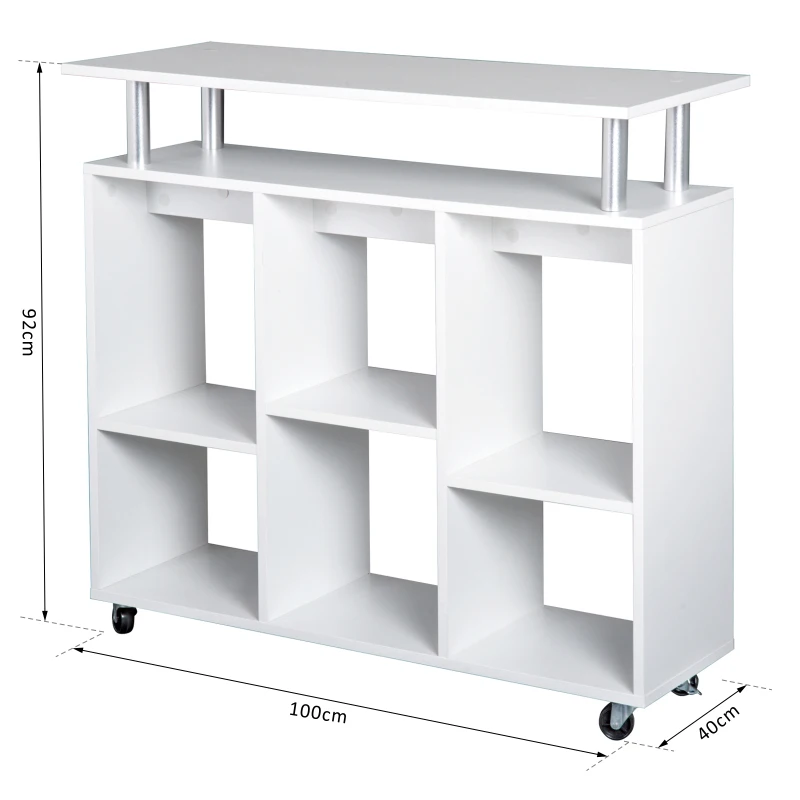 HOMCOM® Küchenwagen Servierwagen Rollwagen mit 6 Fächern Weiß