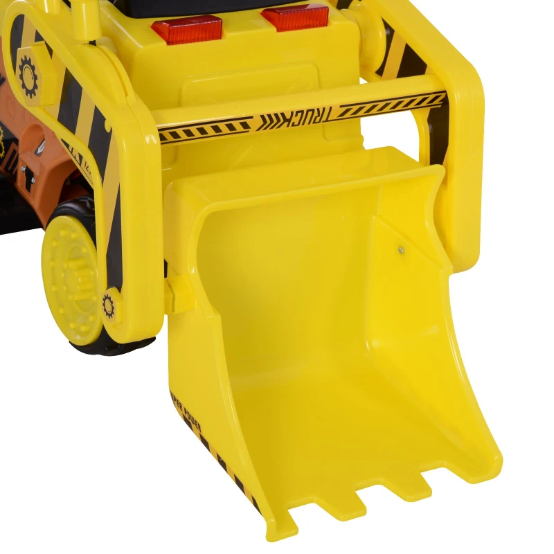 HOMCOM Kinderfahrzeug Elektroauto Kinder Traktor Bulldozer Bagger Trettraktor MP3 3–6 Jahre PP Gelb 106,9 x 41,2 x 53 cm