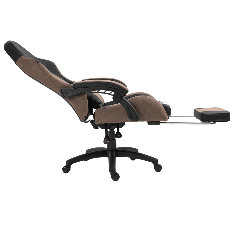 Vinsetto® Gamingstuhl Chefsessel Fußstütze Leinen Braun