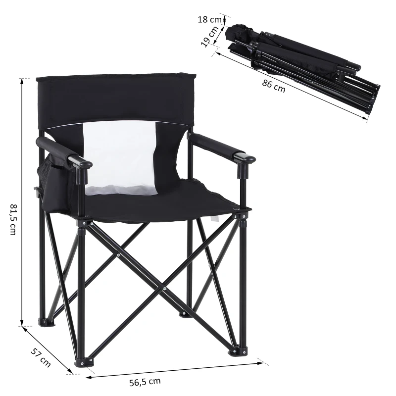 Outsunny® Anglerstuhl Klappstuhl Campingstuhl mit Armlehne Tragetasche Oxford Schwarz