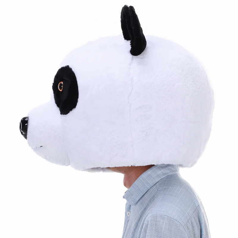 HOMCOM® Panda Tierkopfmaske | Einheitsgröße | Kostüm | Polyester | 44 x 40 x 36 cm | Weiß, Schwarz