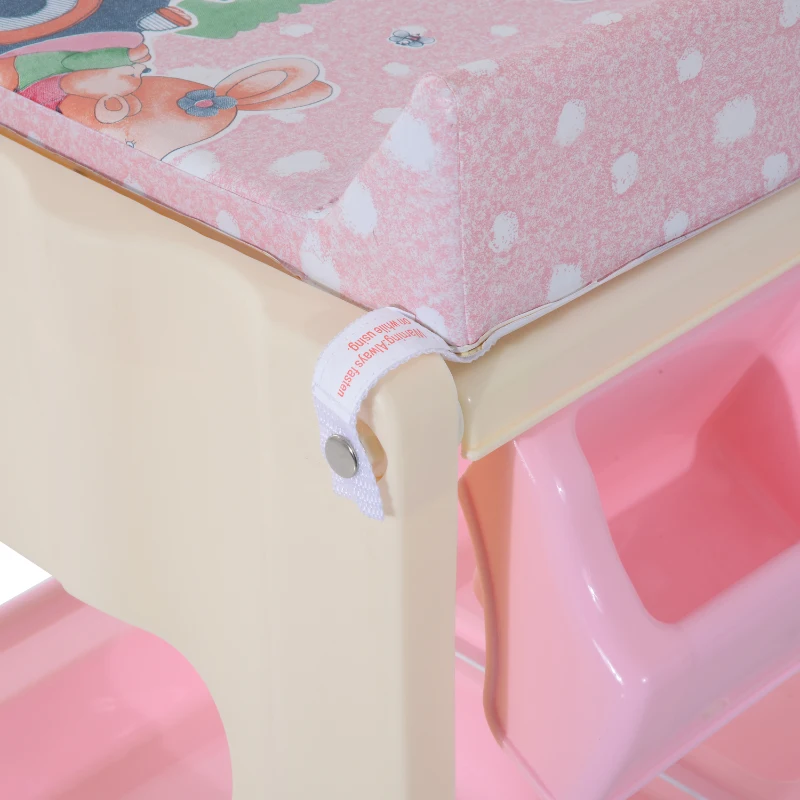 HOMCOM® Baby Wickeltisch mit Badewanne Mobil Rosa