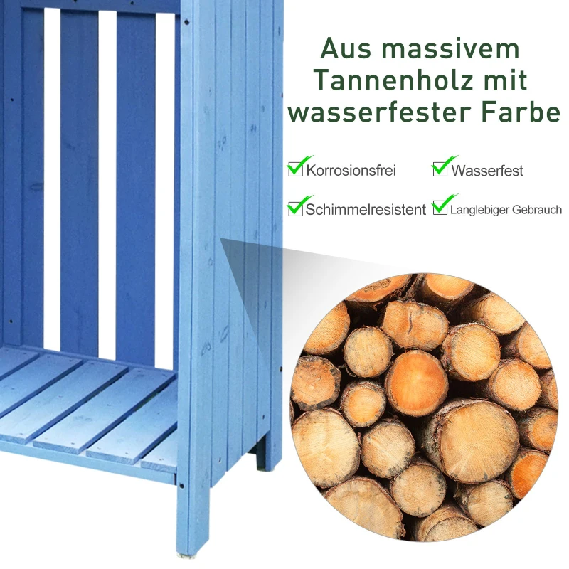 Outsunny® Gartenhaus 2-in-1 Gerätehaus mit Brennholzlagerraum Geräteschuppen Holz Blau