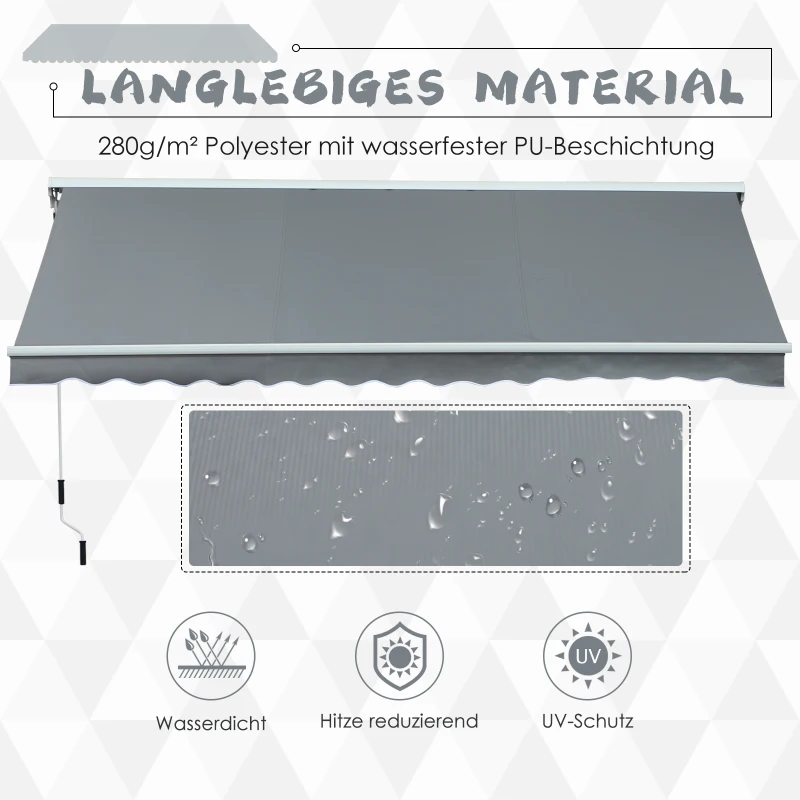 Outsunny® Markise mit Handkurbel Gelenkarmmarkise Elektrisch/Manuell Sonnenschutz Alu