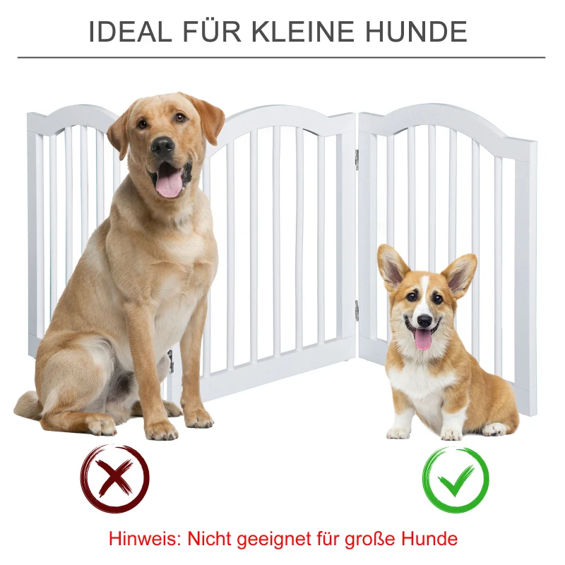 PawHut Hunde Schutzgitter Absperrgitter Hundegitter Konfigurationsgitter, Holz, Weiß, B154,5xH61cm