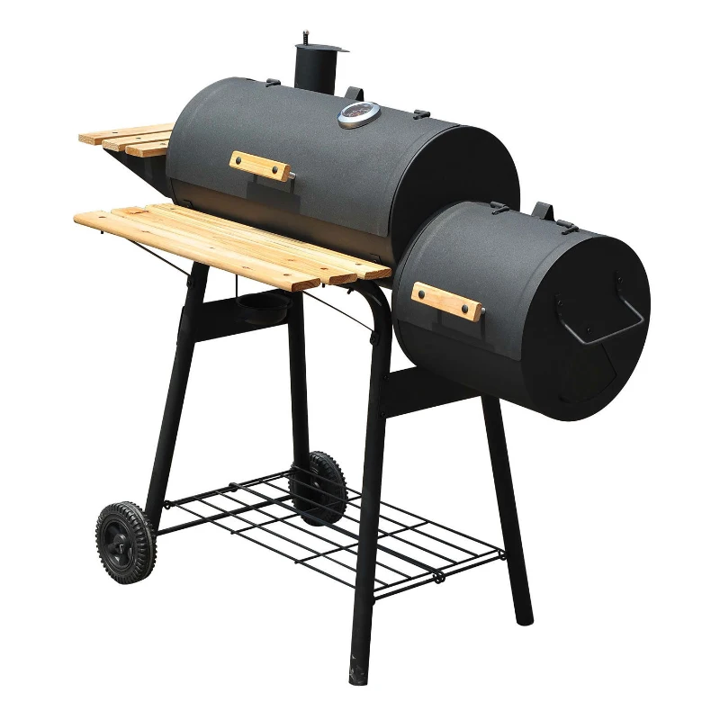Outsunny® BBQ Grillwagen Holzkohlegrill 118x53x101cm