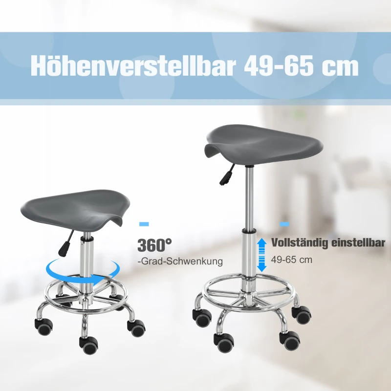 HOMCOM® Hocker-Set 2-teilig Barhocker Bürohocker Hocker Kunststoff Stahl Grau