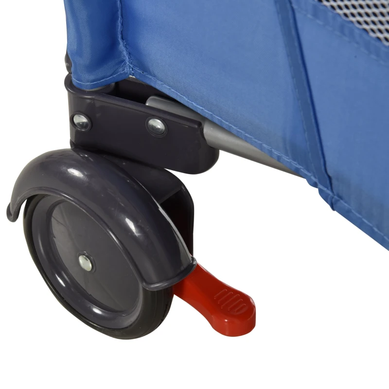 HOMCOM® Kinderreisebett klappbar Reisebettmatratze Klappbett Babybett mit Rollen Blau