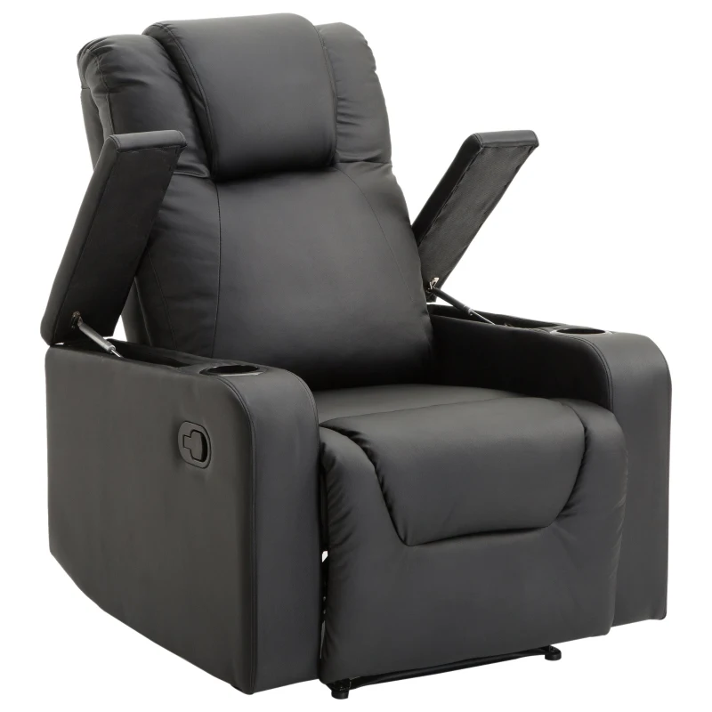 HOMCOM® Relaxsessel | Fernsehsessel | Kunststoff, Schaumstoff, Stahlfüße | 85 × 98 × 103 cm | Schwarz