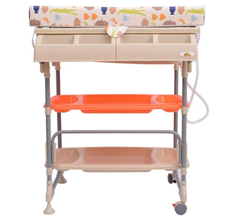 Mobiler Baby Wickeltisch mit Wickelauflage und Badewanne (2 in 1) Modell 1