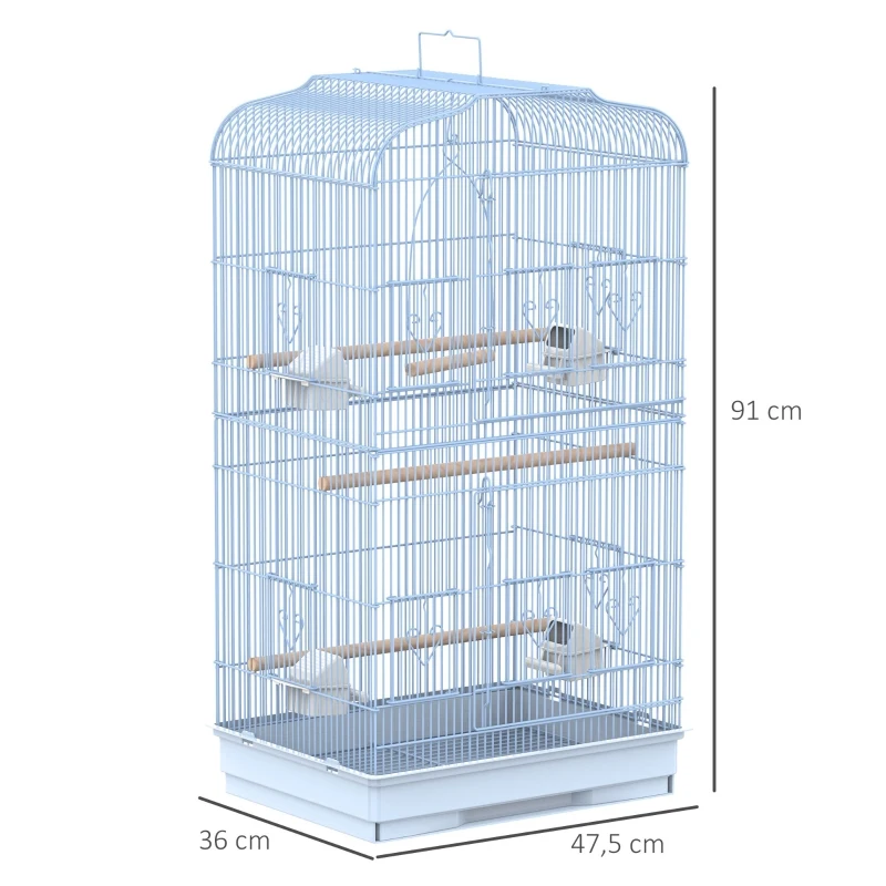 PawHut® Vogelkäfig mit Ständer Vogelvoliere Vogelhaus Metallvoliere für Vögel Weiß