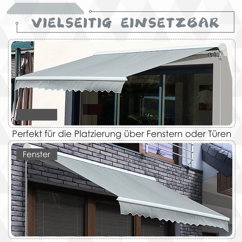 Outsunny® Markise mit Handkurbel Gelenkarmmarkise Elektrisch/Manuell Sonnenschutz Alu