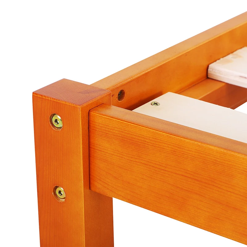 HOMCOM® Bettgestell Einzelbettrahmen Holzbett 8 Latten Erhöhte Beine Kiefernholz Natur 198 x 100 x 90 cm