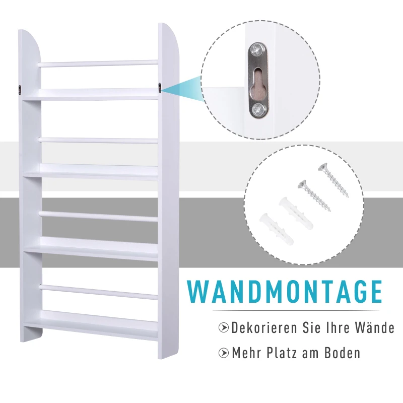 HOMCOM® Bücherregal 4 Ebenen Bücherhalter Aufbewahrungsregal Wandmontage Wasserfest Holz 59 x 12 x 113 cm