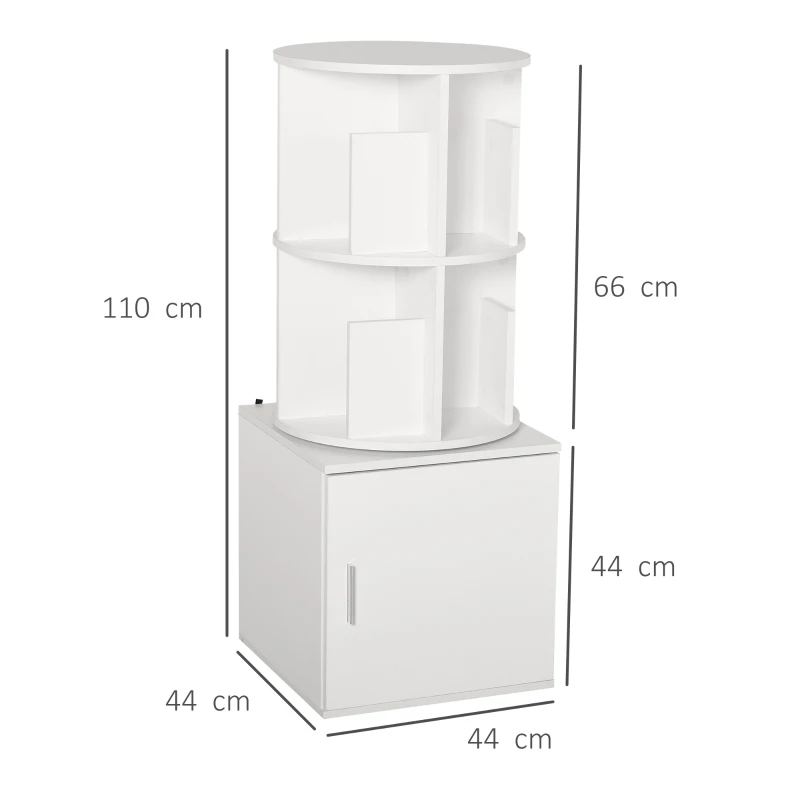 HOMCOM® Bücherregal 2-in-1 Standregal Drehregal 360 ° drehbar Abnehmbar Weiß