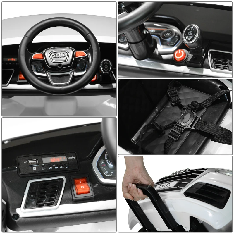 HOMCOM® Audi Q5 Elektro Kinderauto MP3 Radio USB 116 x 75 x 56 cm Weiß