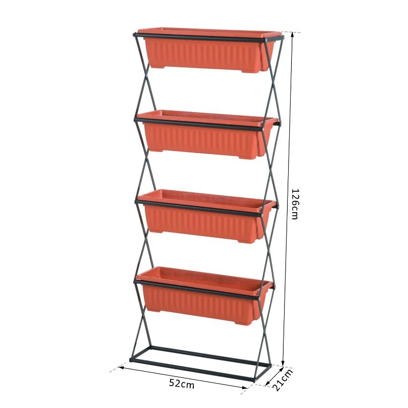 HOMCOM® Blumenkastenhalter Blumenkästen Ständer Metall Terracotta