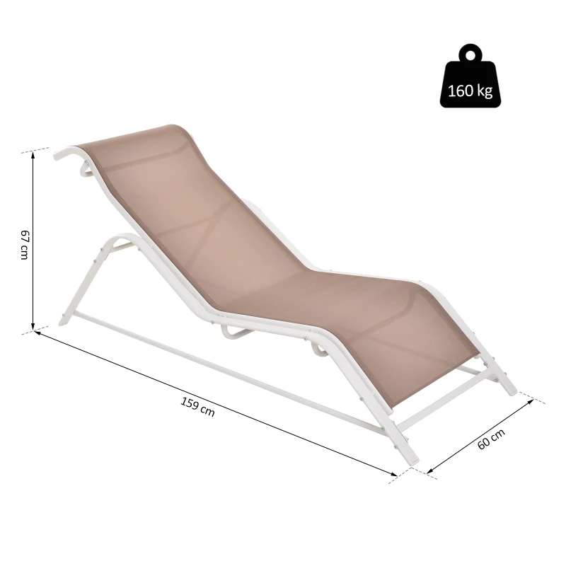 Outsunny® Gartenliege Sonnenliege ergonomisch geschwungen Aluminium Beige