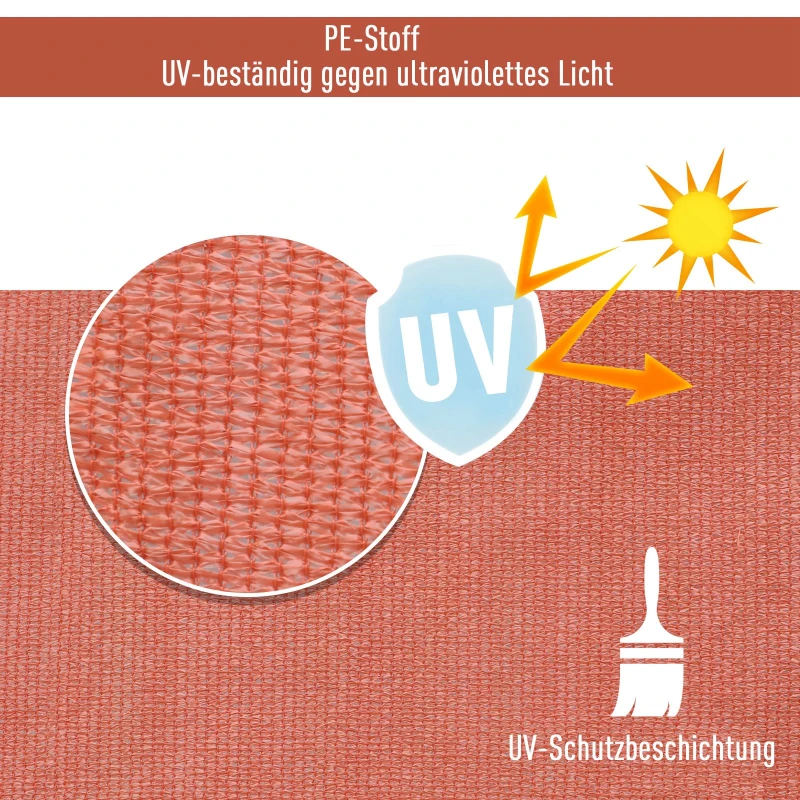 Outsunny® Sonnensegel (6x6x6m) Dreiecke Rostrot HDPE - atmungsaktiv