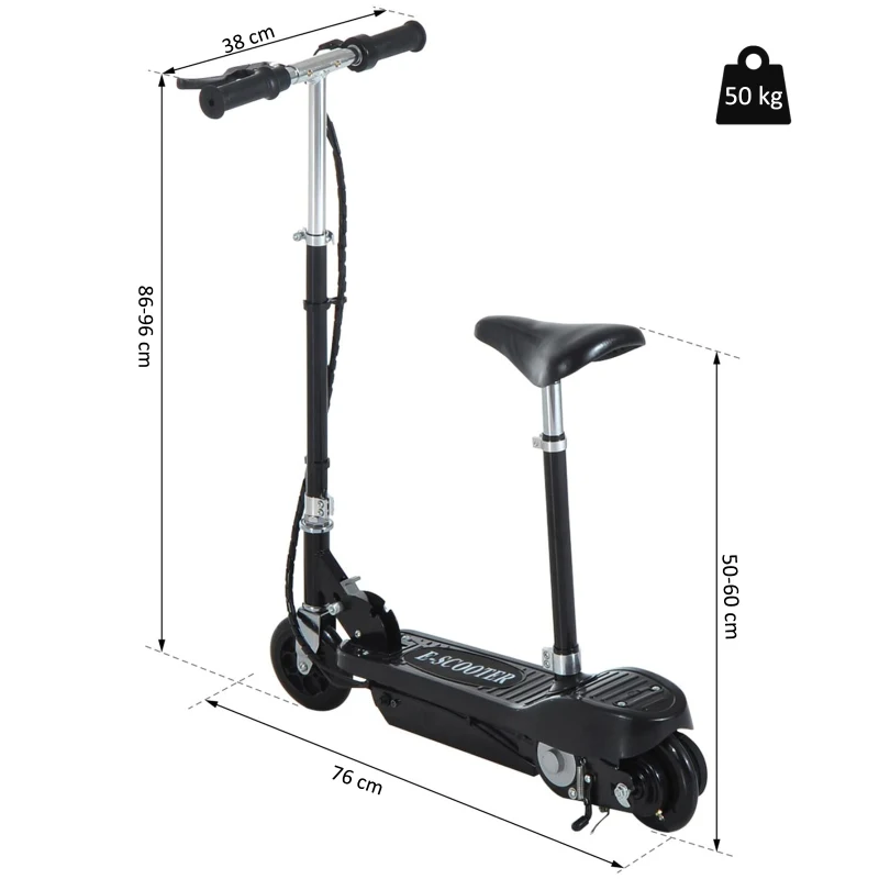 HOMCOM® Elektroroller mit Sitz Tretroller 120W klappbar Schwarz