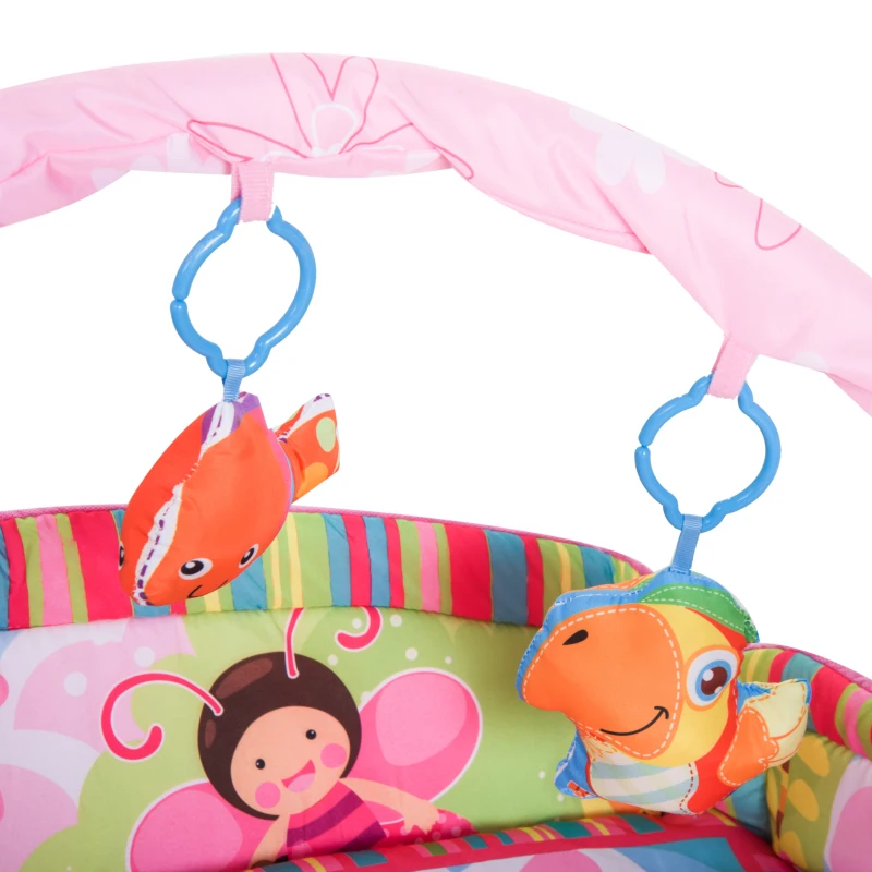 HOMCOM® Kinderteppich Tiere Krabbeldecke mit Spielbogen Bunt Käferform