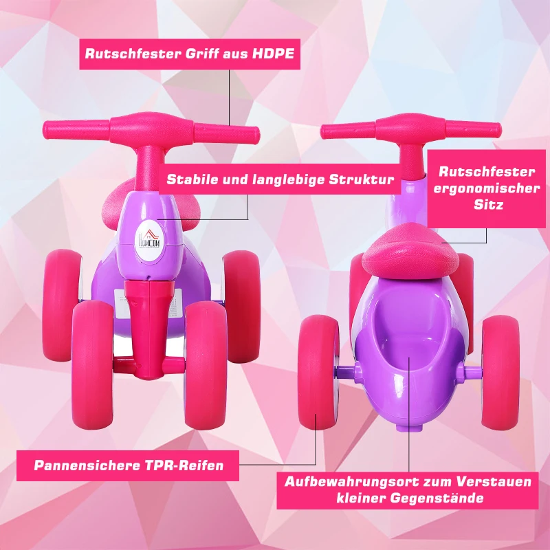 HOMCOM® Laufrad Lauffahrrad Balance Bike 18-36 Monate „BB“ -Klang Ruhig & Sicher PP Lila 57 x 33,5 x 42,5 cm