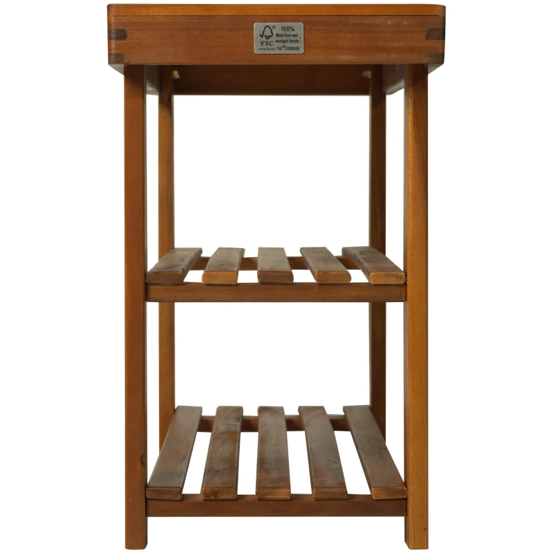 HOMCOM® Schuhschrank mit Sitzbank 3 Ablagen Flur Schulregal Akazienholz Teak