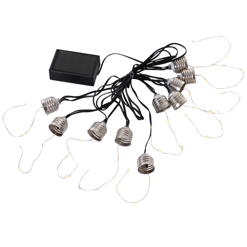 Outsunny® LED Lichterkette, Warm Leuchtung, 2er Set, 20 Birne, Wasserfest, 3,8 m pro Kette