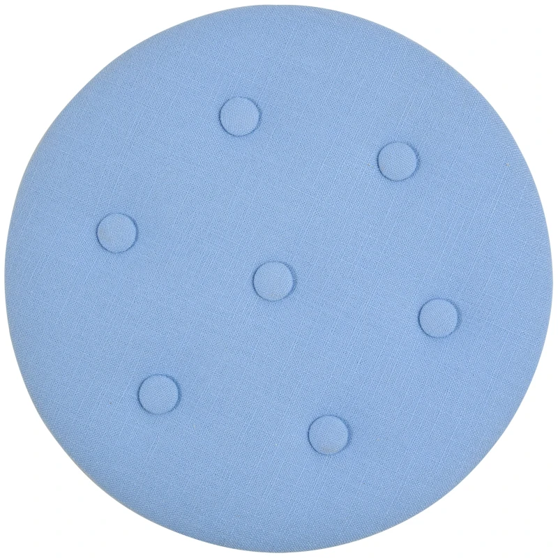HOMCOM® Hocker mit Stauraum Polsterhocker Fußhocker Sitzhocker Leinen Hellblau Ø38 x 38cm