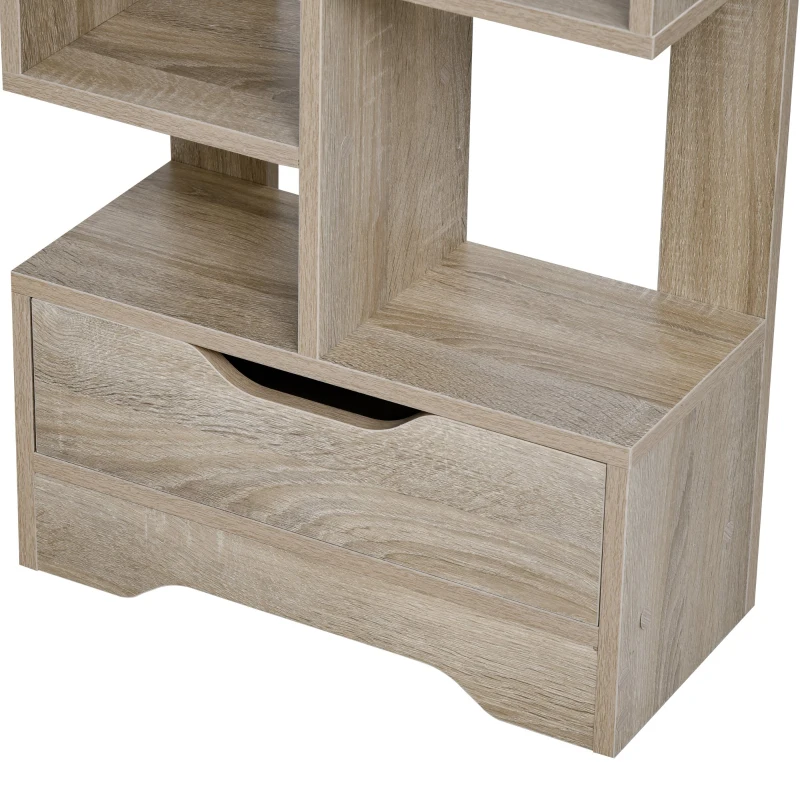 HOMCOM Bücherregal mit 10 Fächer und Schublade, Standregal, Eckbücherregal, E1 Spanplatte, 46 x 20 x 151 cm