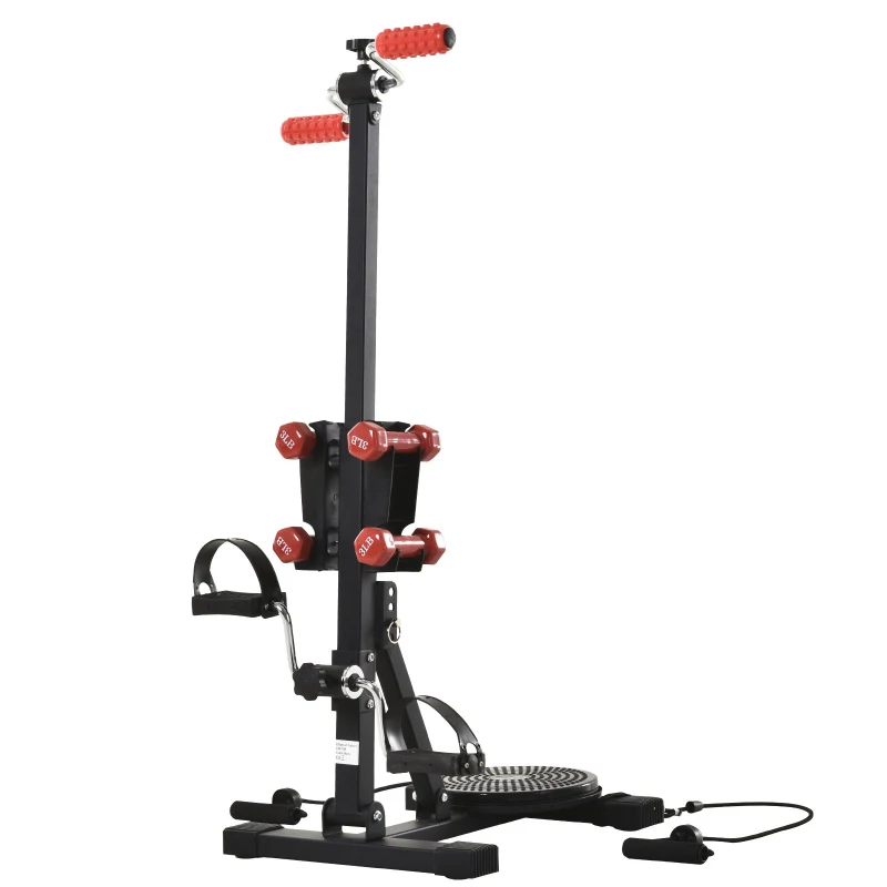 HOMCOM® Beintrainer für Senioren Pedal-Heimtrainer mit 4 Hanteln 1 Bungee-Seil Schwarz