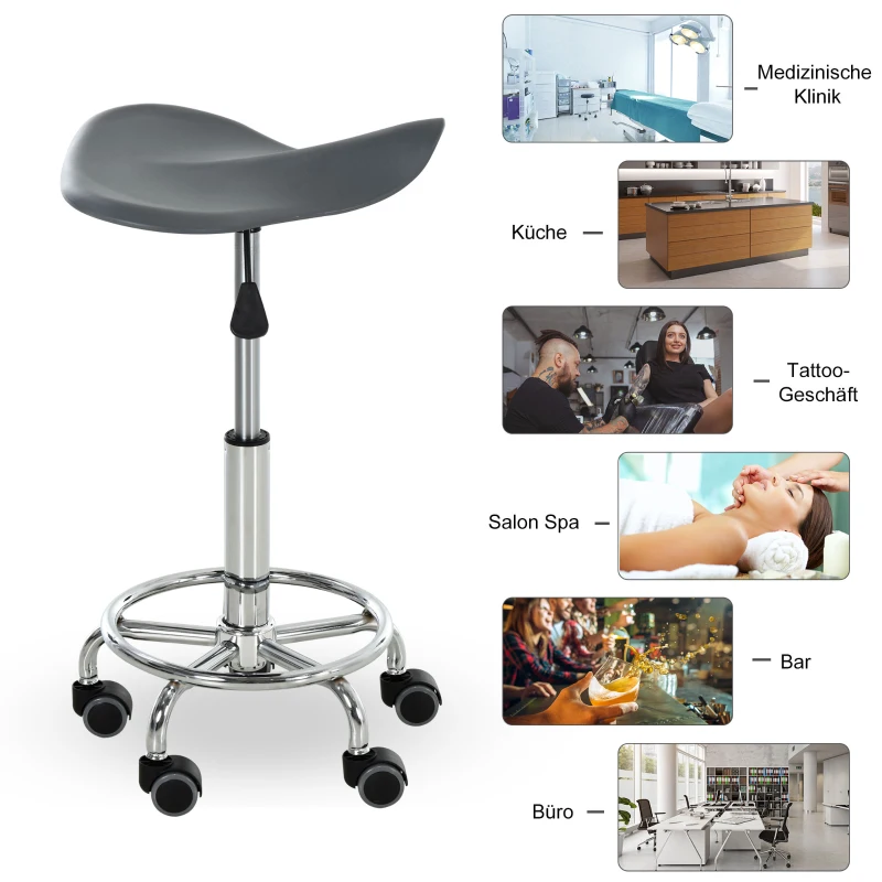 HOMCOM® Hocker-Set 2-teilig Barhocker Bürohocker Hocker Kunststoff Stahl Grau