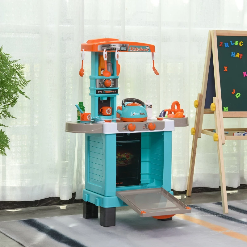 HOMCOM® 34-teilige Kinder-Spielküche Licht- und Soundeffekte Lernspielzeug Kunststoff