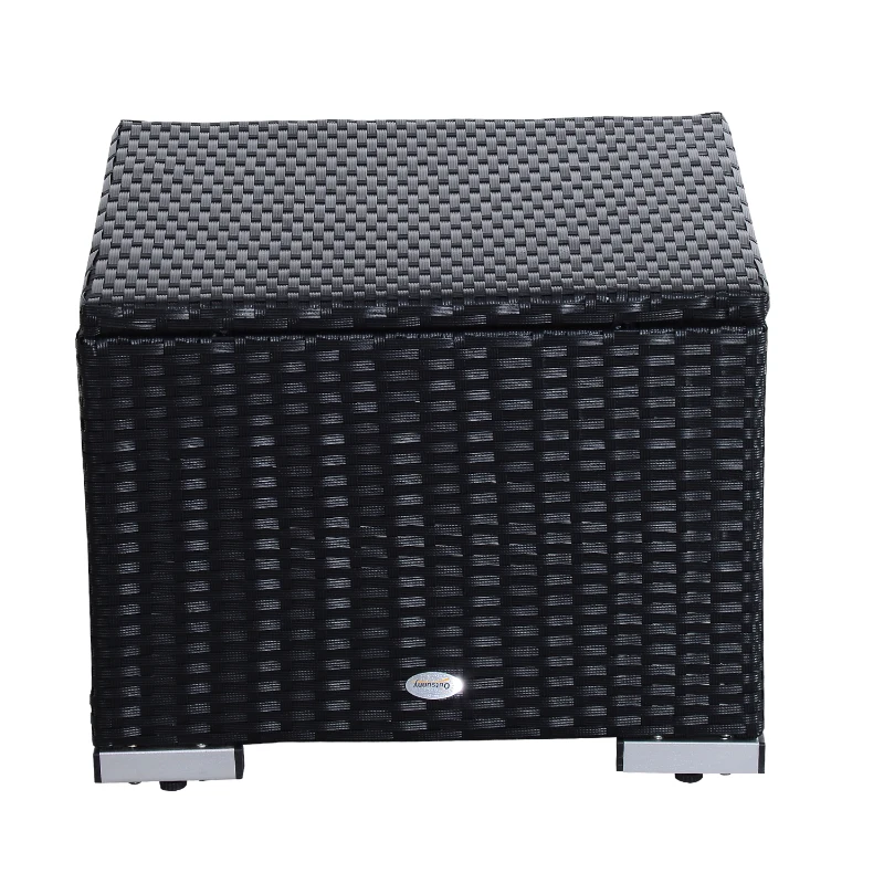 Outsunny Polyrattan Hocker Fußhocker Lounge für Sitzgruppe Rattan Gartenmöbel Garnitur Würfel Alu