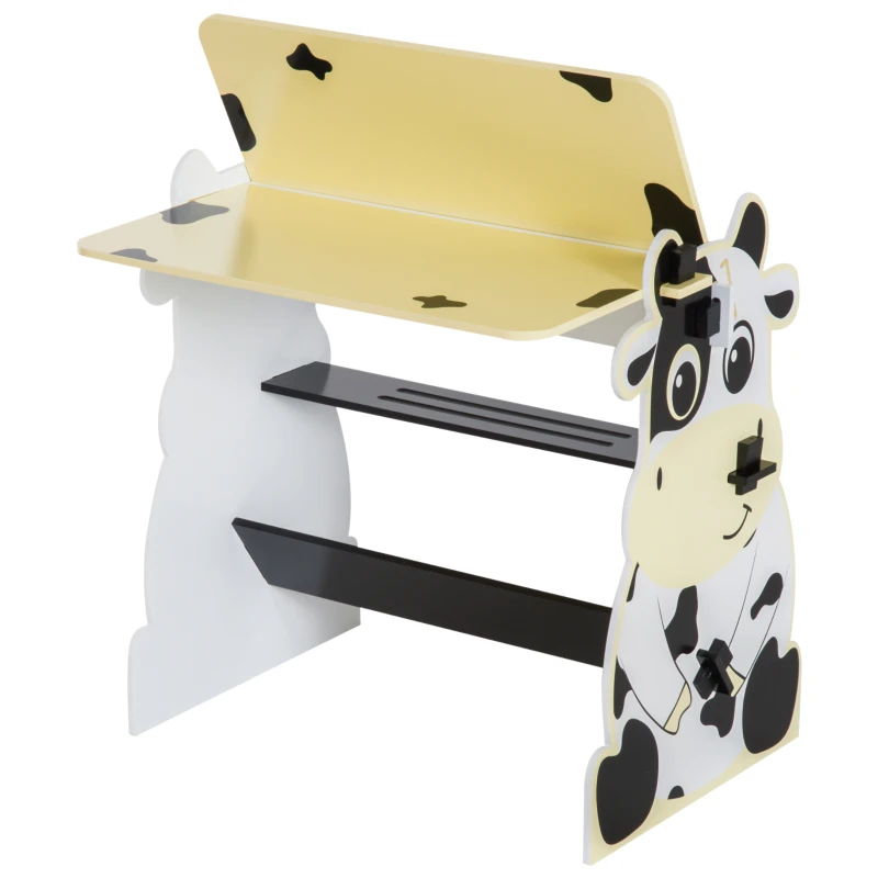 HOMCOM® Kinderschreibtisch Kindermaltisch mit Tafel Kuh
