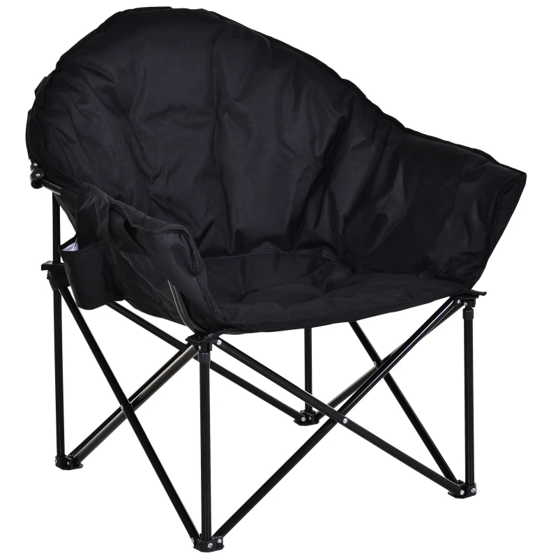 Outsunny® Campingstuhl Klappstuhl mit Becherhalter Tragetasche Outdoor Oxford Schwarz