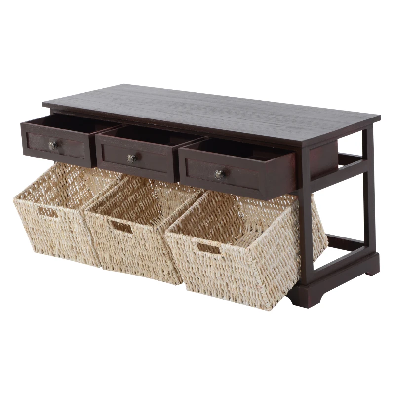 HOMCOM Kommode Sideboard mit Körben Aufbewahrung Tisch Holz Schubladen