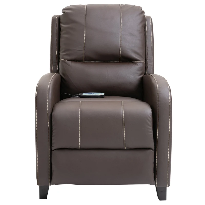 HOMCOM® Massagesessel mit Fußstütze und Heizfunktion | Relaxsessel | Braun | 70 x 93 x 100 cm