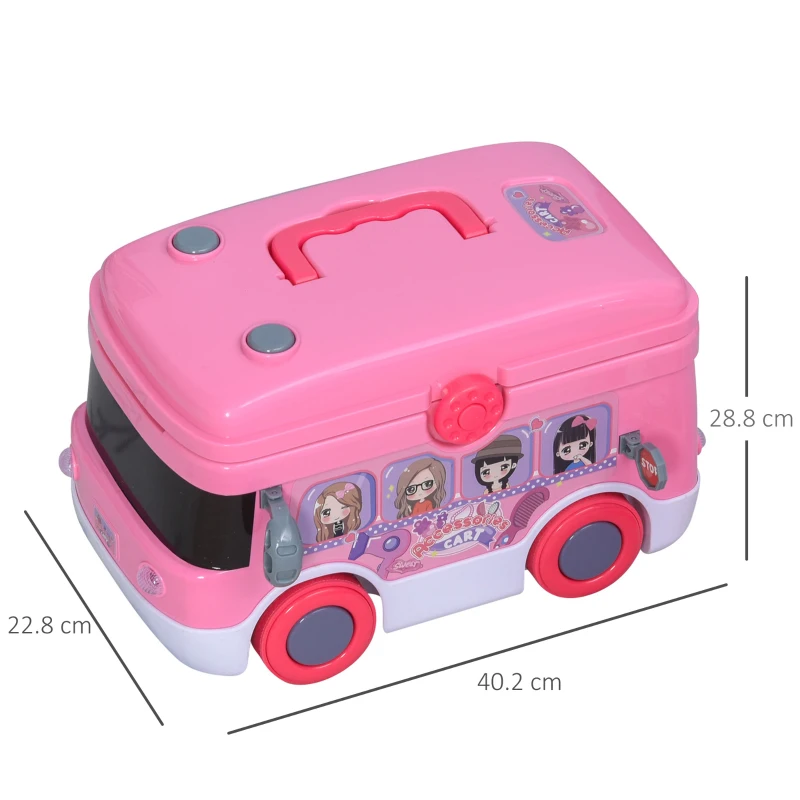 HOMCOM® Kinder Kosmetikkoffer Rollenspiel Schminkset R/C Bus Musik&Licht für 3-9 Jahre
