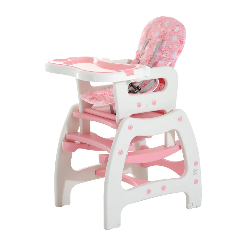 HOMCOM® 3 in 1 Kinderhochstuhl - Kombihochstuhl - Rosa-Weiß