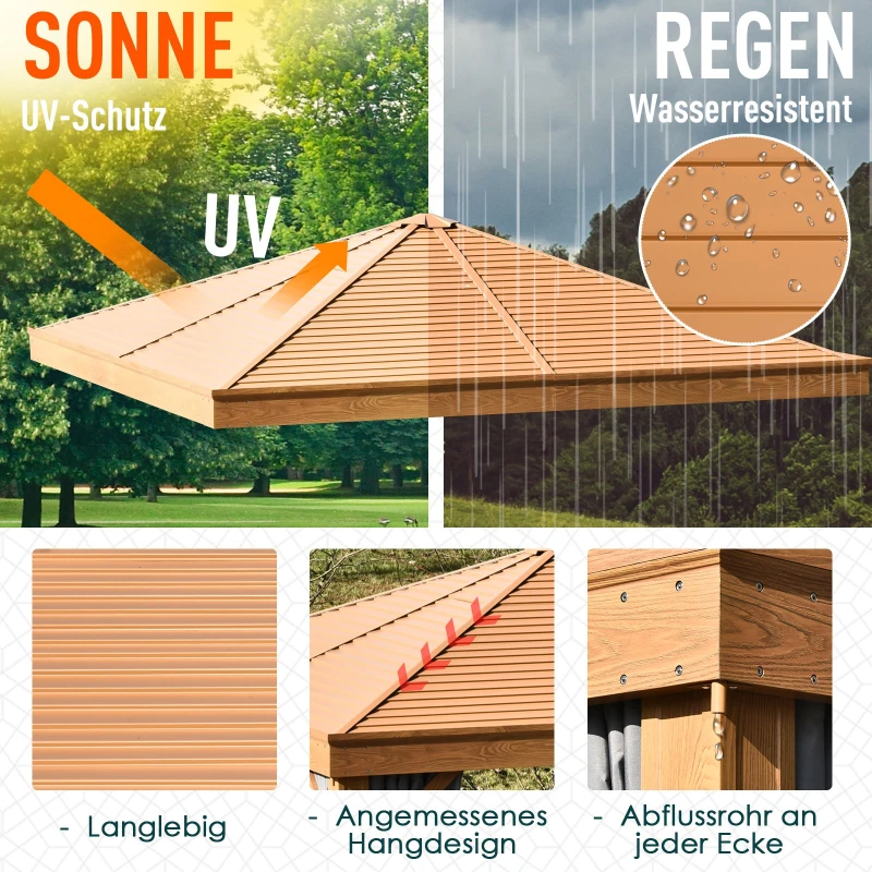 Outsunny® Pavillon Partyzelt Festzelt Gartenlaube mit Seitenwände Stahldach Aluminium Grau