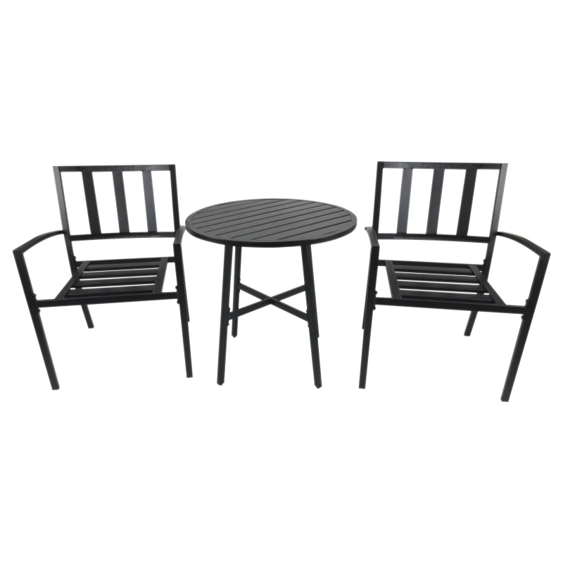 Outsunny® 3-teilige Essgruppe Sitzgruppe Gartenmöbel Set mit 1 Tisch + 2 Stühlen Metall