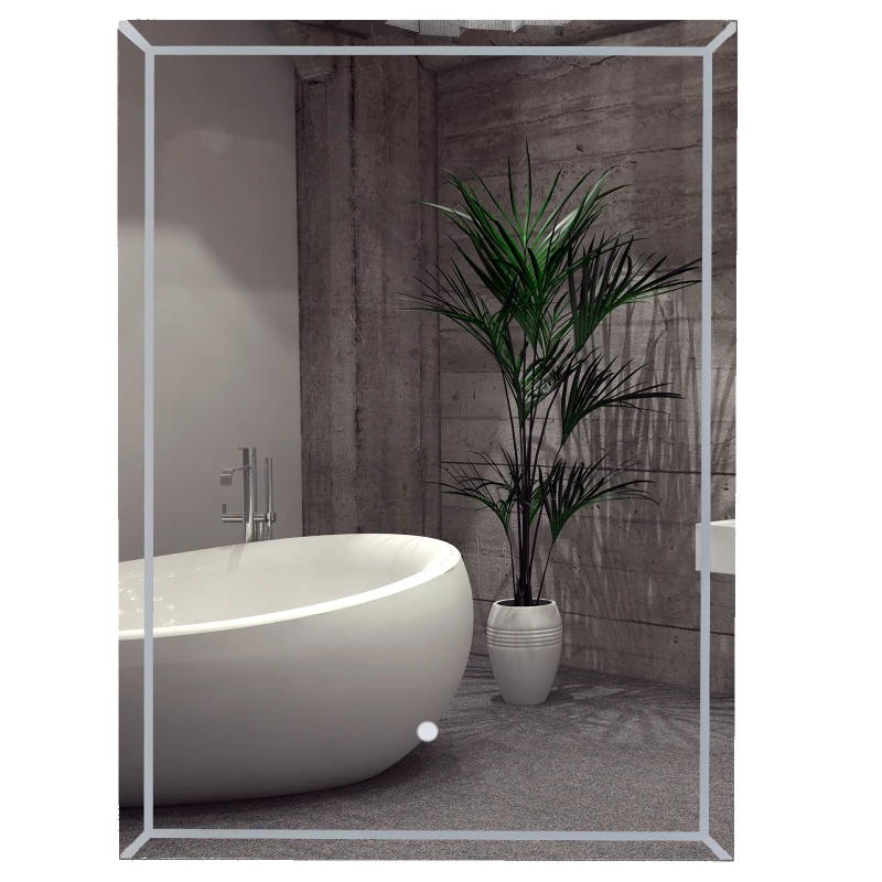 kleankin® LED Badezimmerspiegel Wandspiegel Touchschalter Energieklasse A Alurahmen Silber 50 x 3 x 70 cm