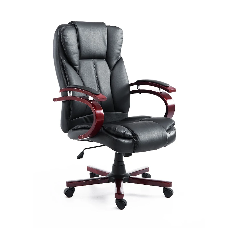 HOMCOM® Drehstuhl Kunstleder Holz 65 x 65 x 107-116 cm Schwarz