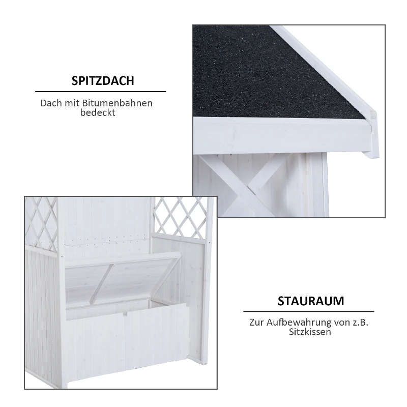 Outsunny® Laubenbank Philosophenbank mit Stauraum H225cm Weiß
