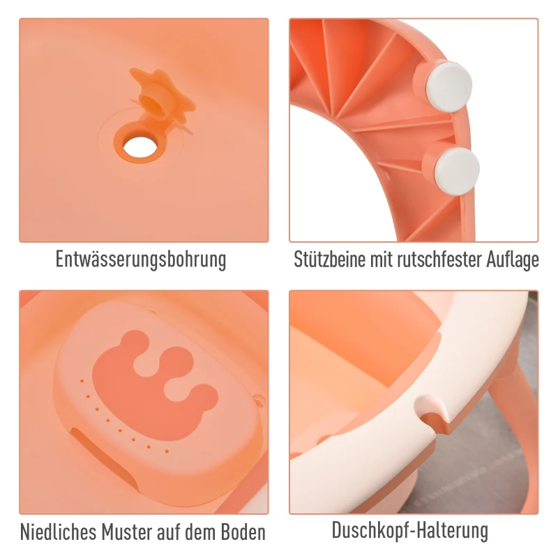 HOMCOM® Babybadewanne mit 4 Teilen Babywanne Badewanne Kunststoff Rosa